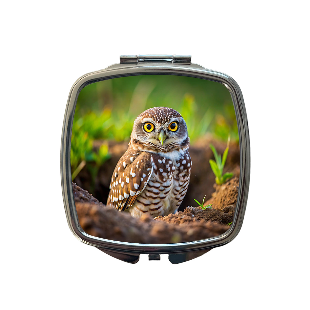 Burrowing Owl Raptor Bird Of Prey Small Travel Purse Handbag Pocket Makeup Compact Mirror