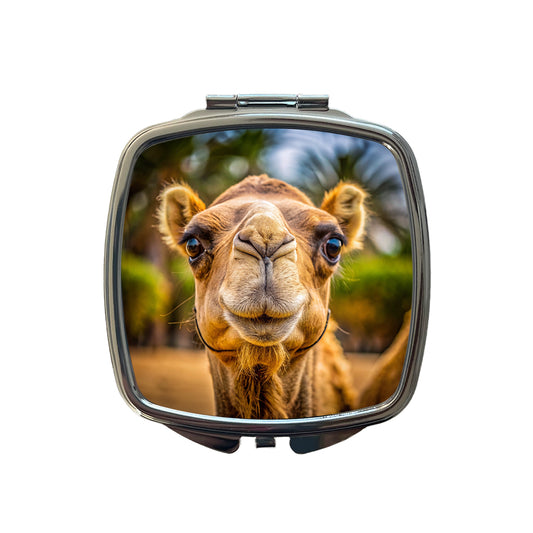 Camel Face Small Travel Purse Handbag Pocket Makeup Compact Mirror