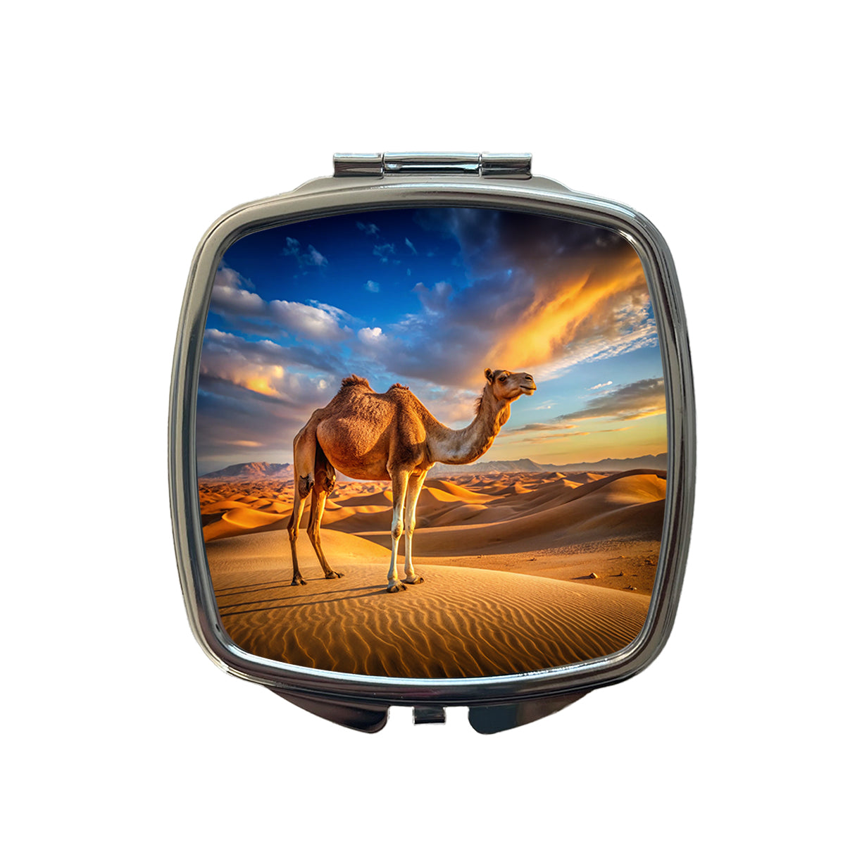 Camel Standing In Desert Small Travel Purse Handbag Pocket Makeup Compact Mirror