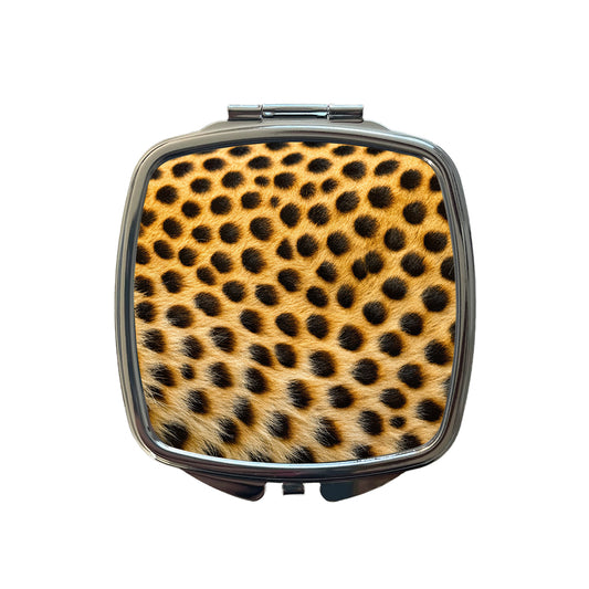 Cheetah Spots Fur Pattern Small Travel Purse Handbag Pocket Makeup Compact Mirror