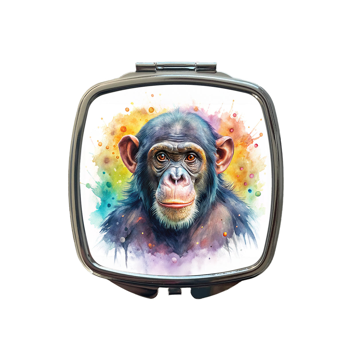 Chimpanzee Monkey Watercolor Small Travel Purse Handbag Pocket Makeup Compact Mirror