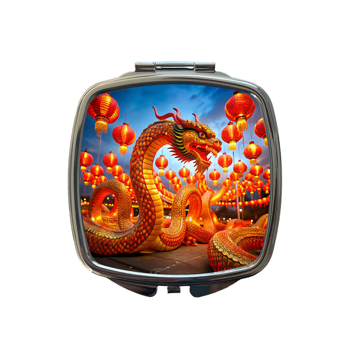 Chinese Lunar New Year Celebration Small Travel Purse Handbag Pocket Makeup Compact Mirror