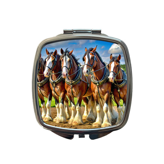 Clydesdale Horses Small Travel Purse Handbag Pocket Makeup Compact Mirror