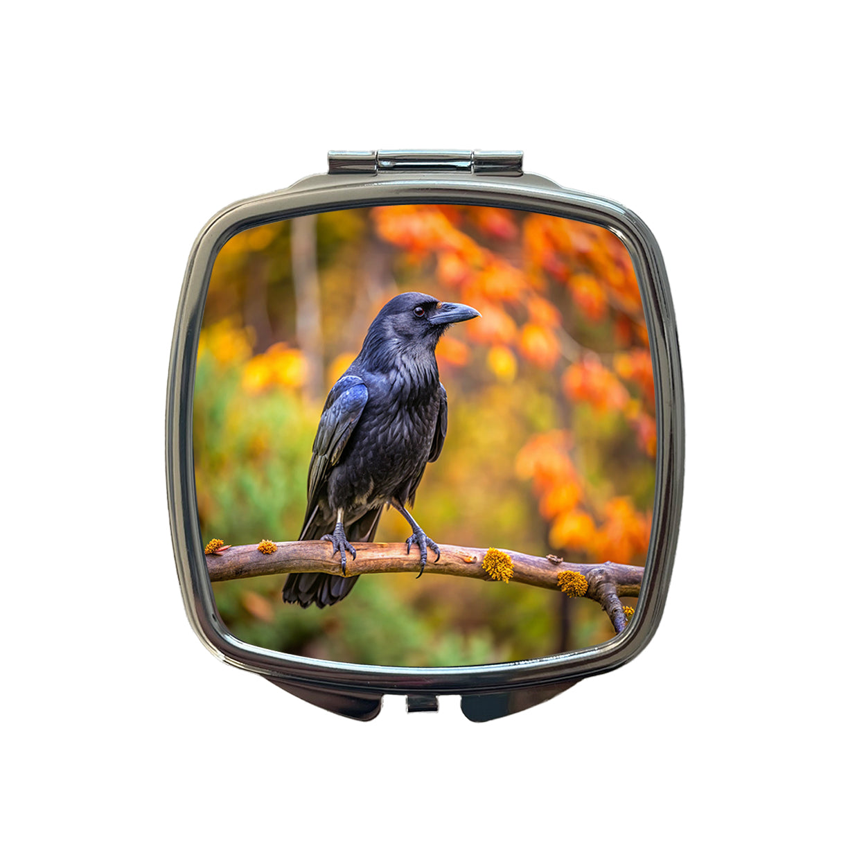 Common Raven Backyard Bird Small Travel Purse Handbag Pocket Makeup Compact Mirror