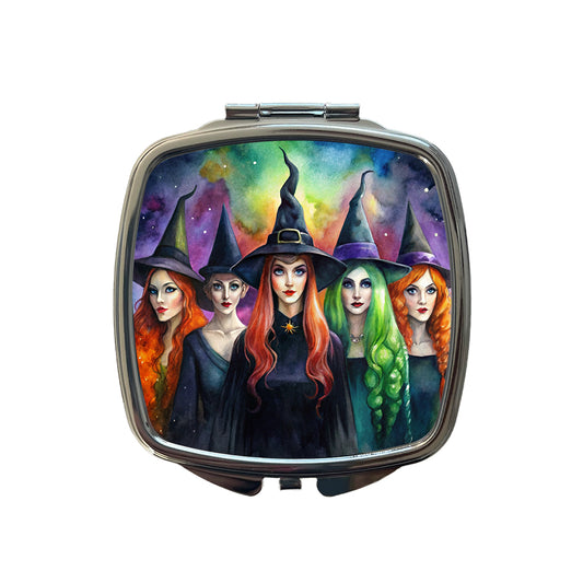 Coven Of Witches Black Watercolor Small Travel Purse Handbag Pocket Makeup Compact Mirror