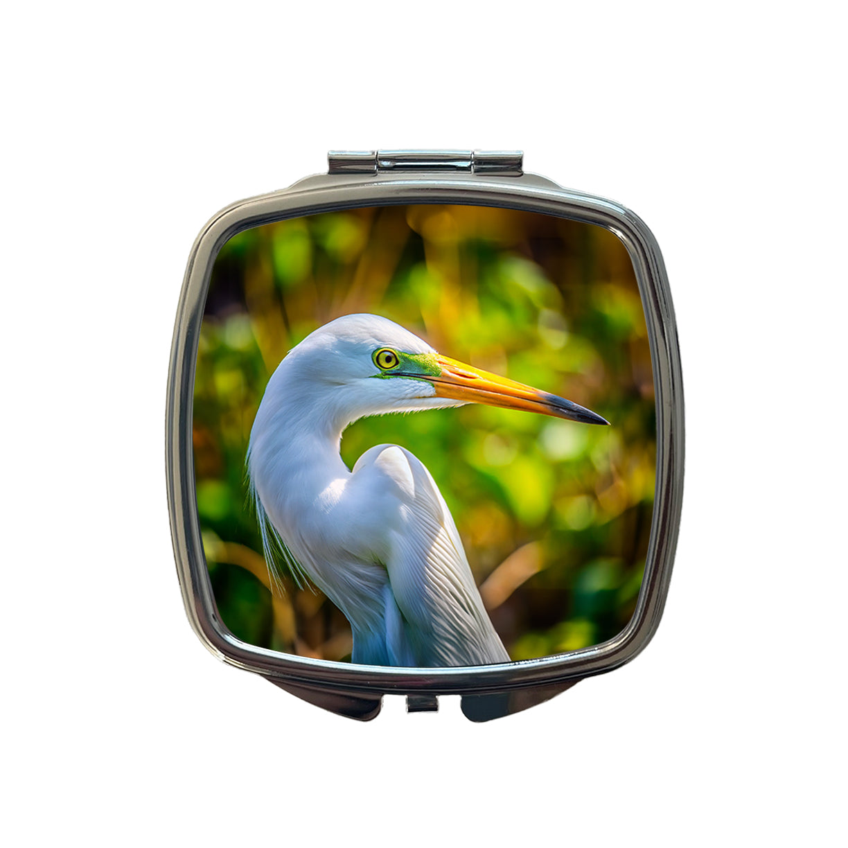 Egret Face Small Travel Purse Handbag Pocket Makeup Compact Mirror