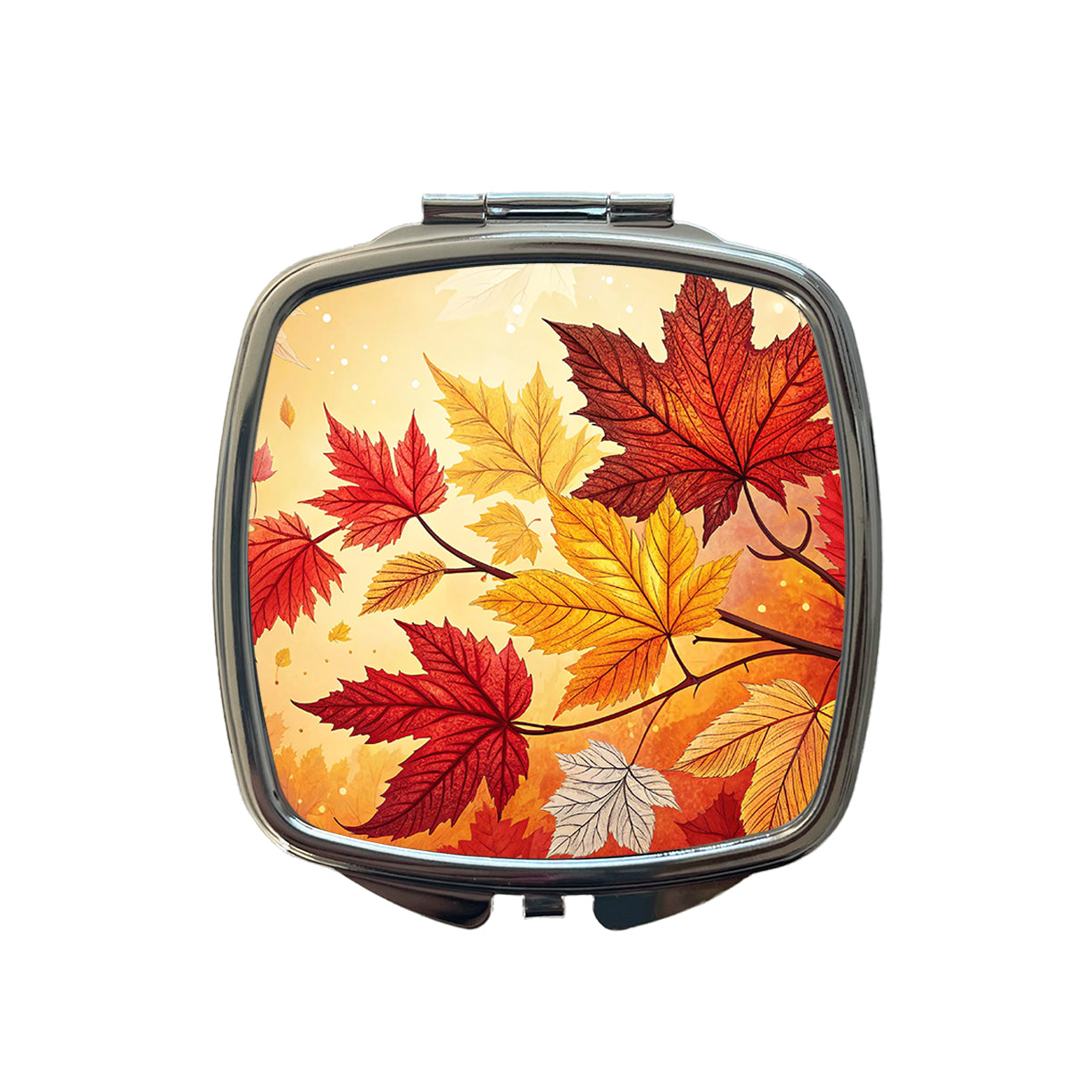 Fall Autumn Leaves Design Small Travel Purse Handbag Pocket Makeup Compact Mirror