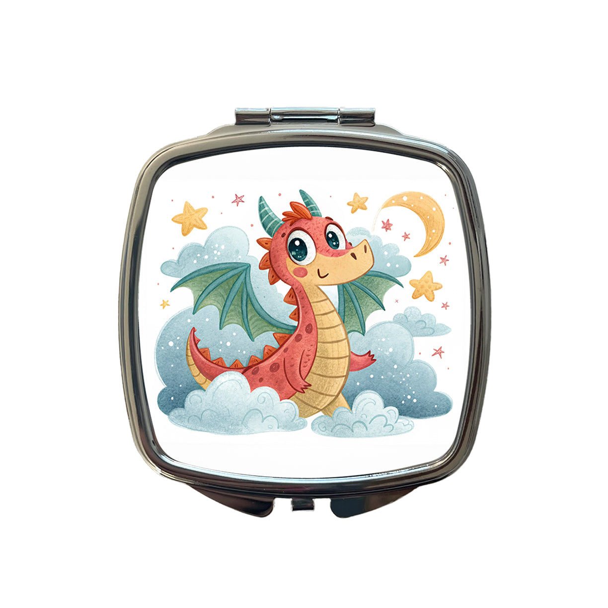 Fantasy Dragon Children's Illustration Style Small Travel Purse Handbag Pocket Makeup Compact Mirror