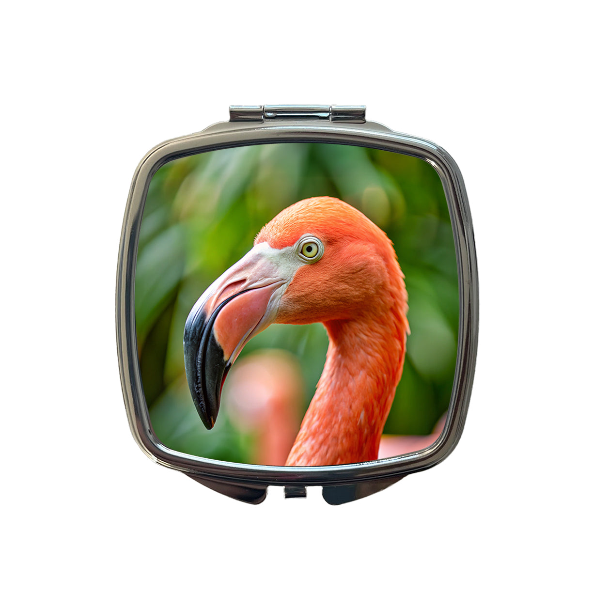 Flamingo Face Small Travel Purse Handbag Pocket Makeup Compact Mirror