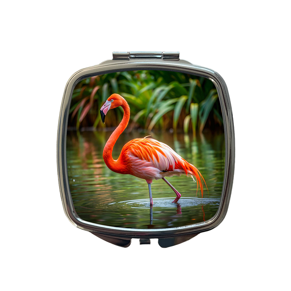 Flamingo Small Travel Purse Handbag Pocket Makeup Compact Mirror