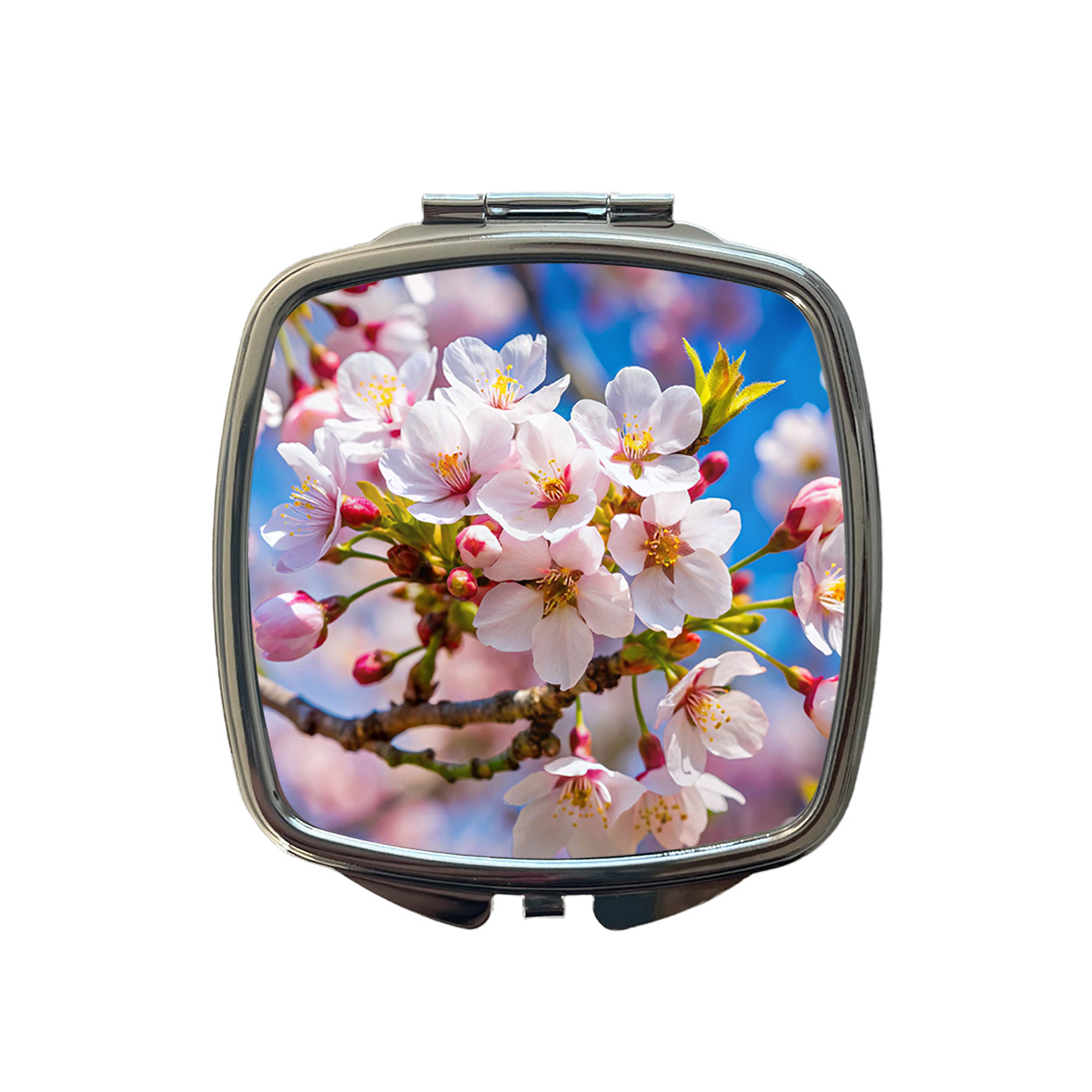 Flowering Cherry Tree Branch Small Travel Purse Handbag Pocket Makeup Compact Mirror