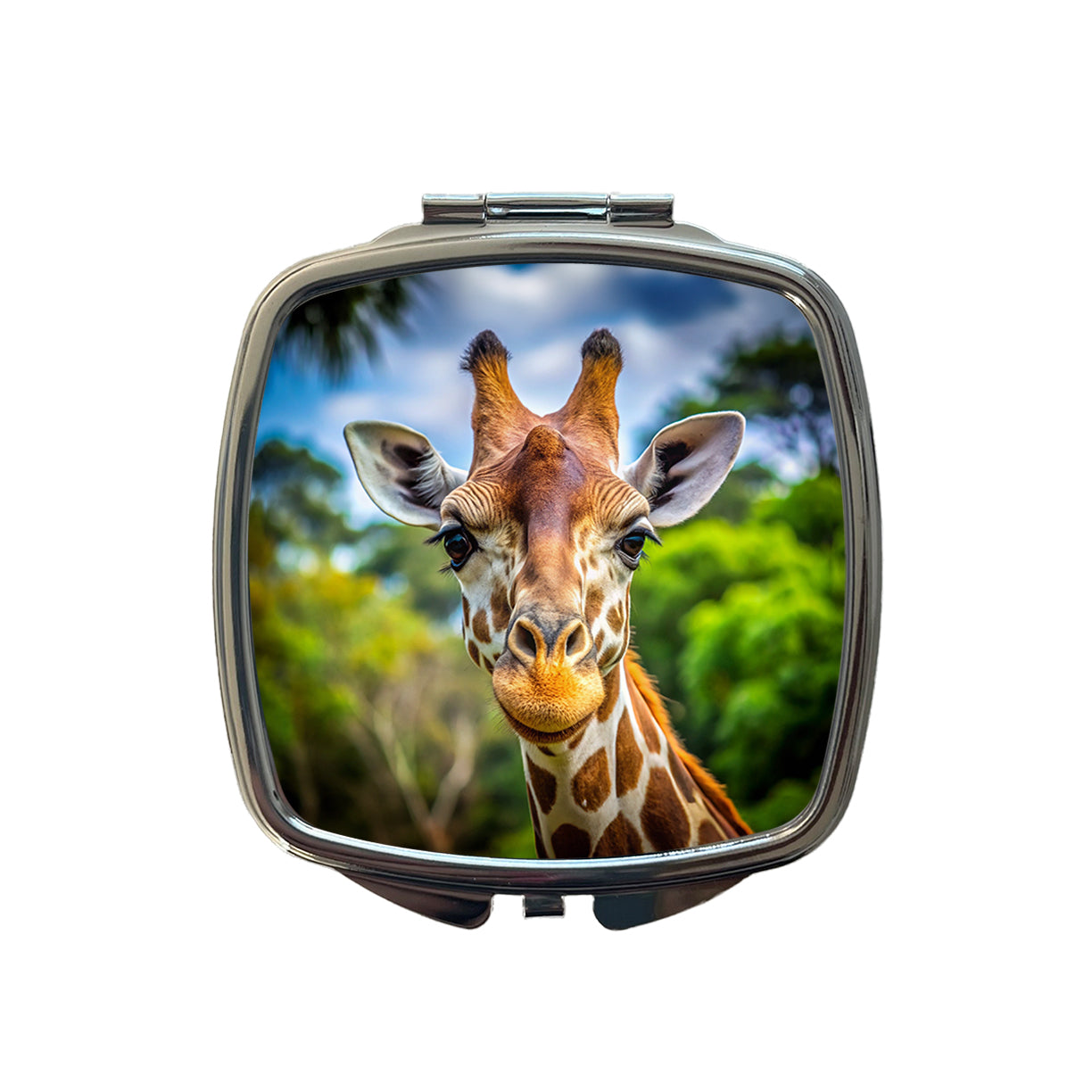 Giraffe Face Small Travel Purse Handbag Pocket Makeup Compact Mirror