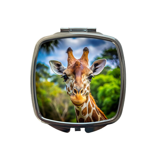 Giraffe Face Small Travel Purse Handbag Pocket Makeup Compact Mirror