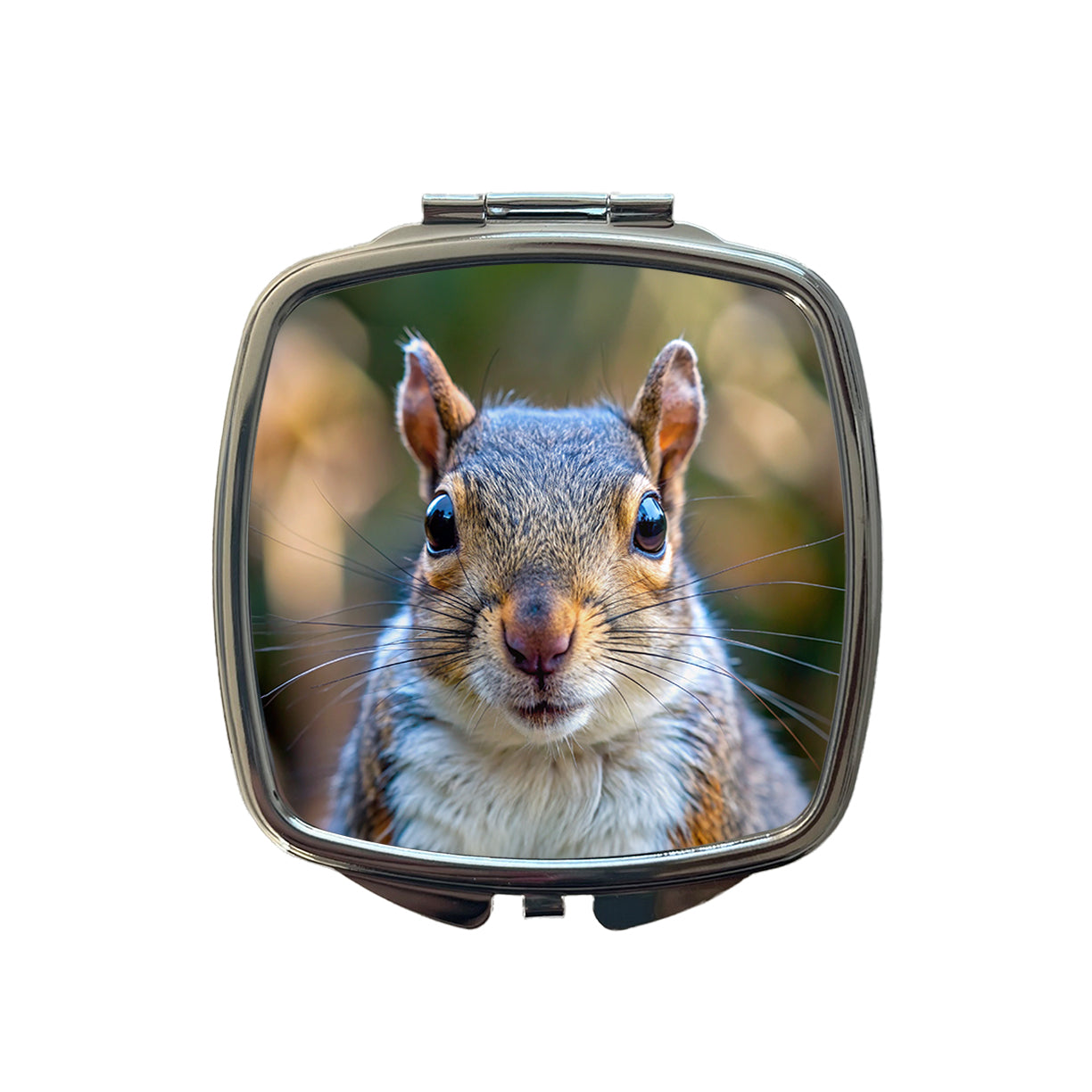 Gray Squirrel Face Small Travel Purse Handbag Pocket Makeup Compact Mirror
