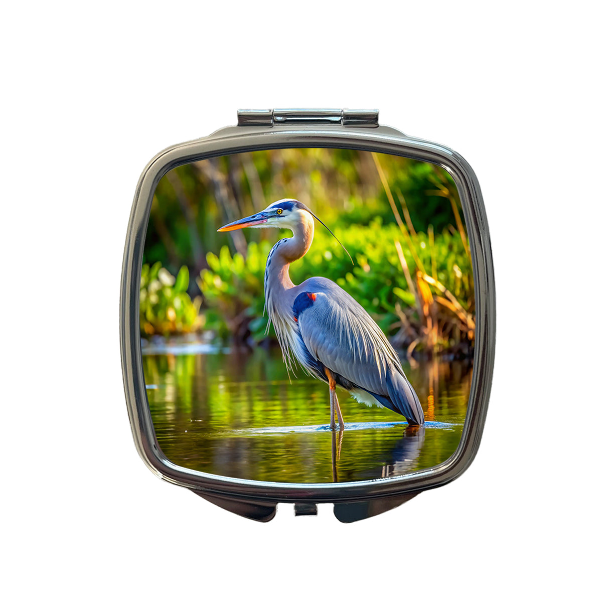 Great Blue Heron Small Travel Purse Handbag Pocket Makeup Compact Mirror