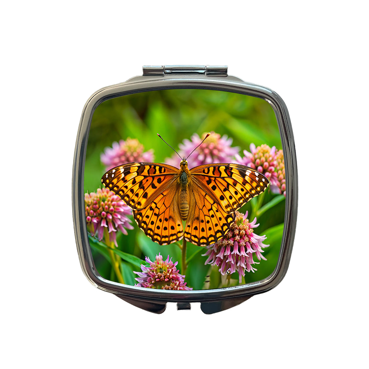 Great Spangled Fritillary Butterfly Small Travel Purse Handbag Pocket Makeup Compact Mirror