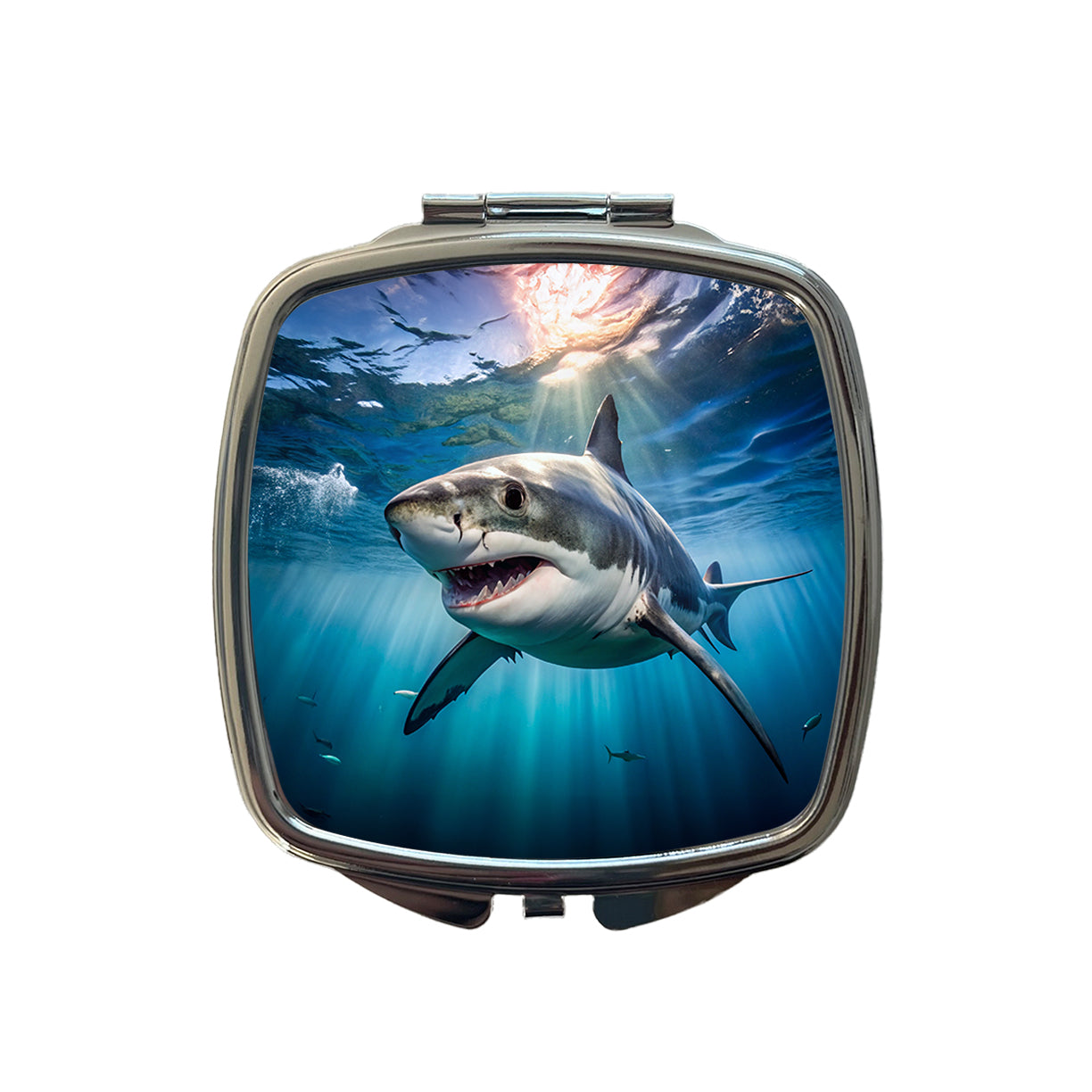 Great White Shark in the Ocean Small Travel Purse Handbag Pocket Makeup Compact Mirror