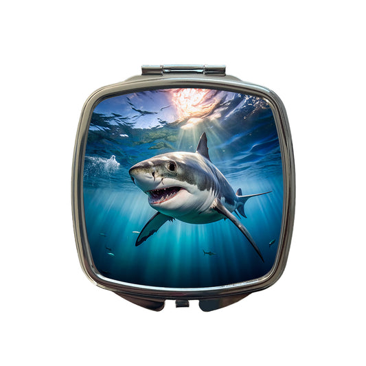 Great White Shark in the Ocean Small Travel Purse Handbag Pocket Makeup Compact Mirror