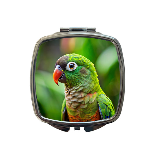 Green Conure Parakeet Bird Small Travel Purse Handbag Pocket Makeup Compact Mirror