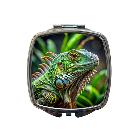 Green Iguana Lizard Reptile Small Travel Purse Handbag Pocket Makeup Compact Mirror