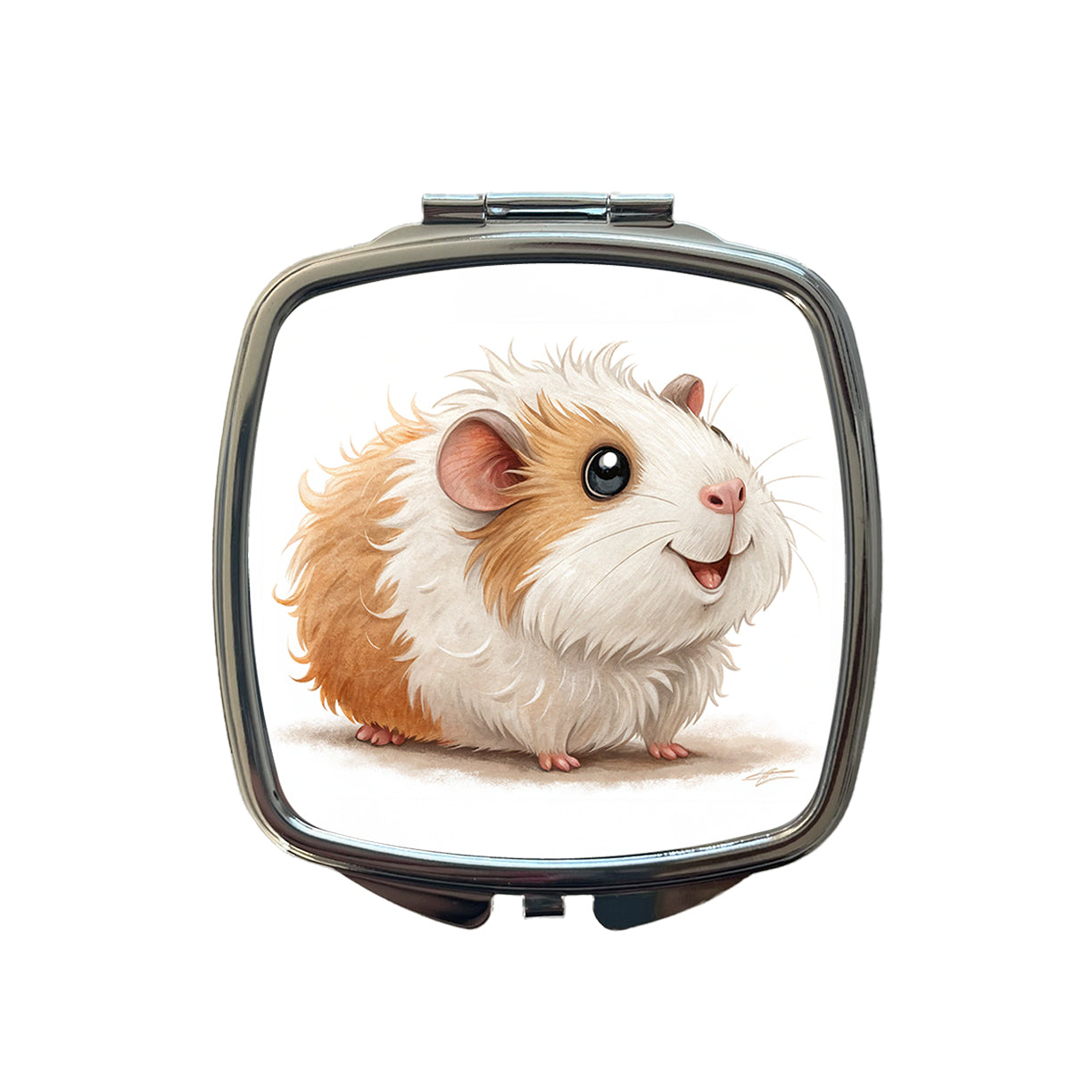 Guinea Pig Children's Illustration Style Small Travel Purse Handbag Pocket Makeup Compact Mirror