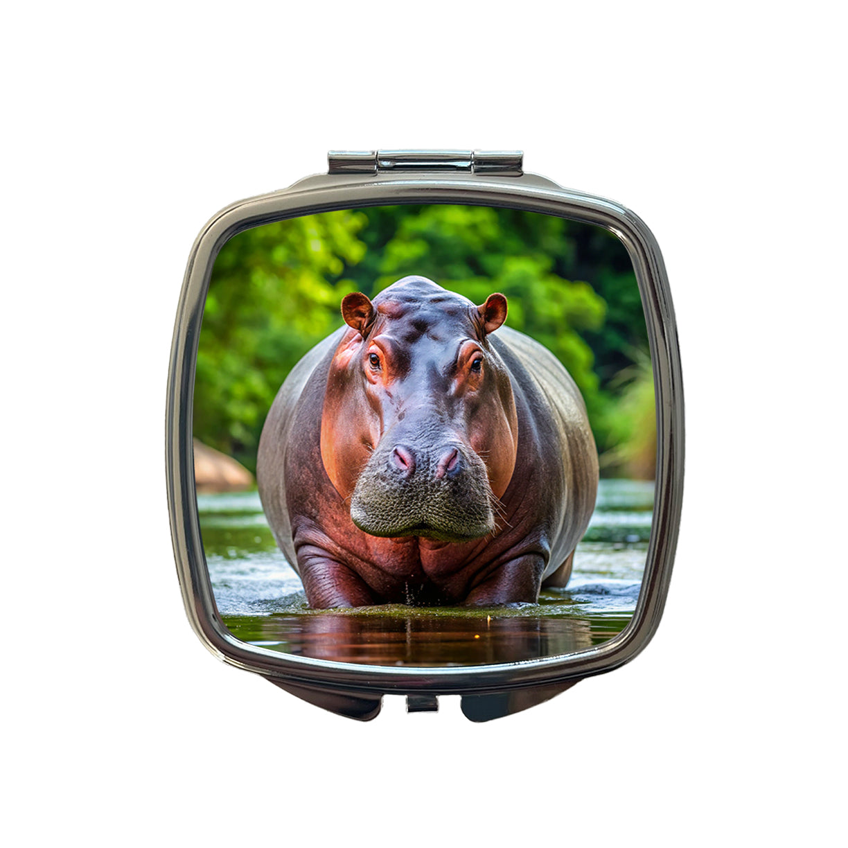 Hippopotamus Small Travel Purse Handbag Pocket Makeup Compact Mirror