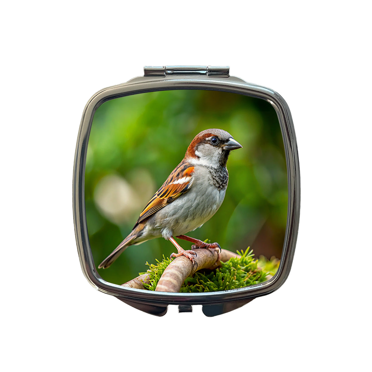 House Sparrow Backyard Bird Small Travel Purse Handbag Pocket Makeup Compact Mirror