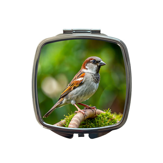 House Sparrow Backyard Bird Small Travel Purse Handbag Pocket Makeup Compact Mirror