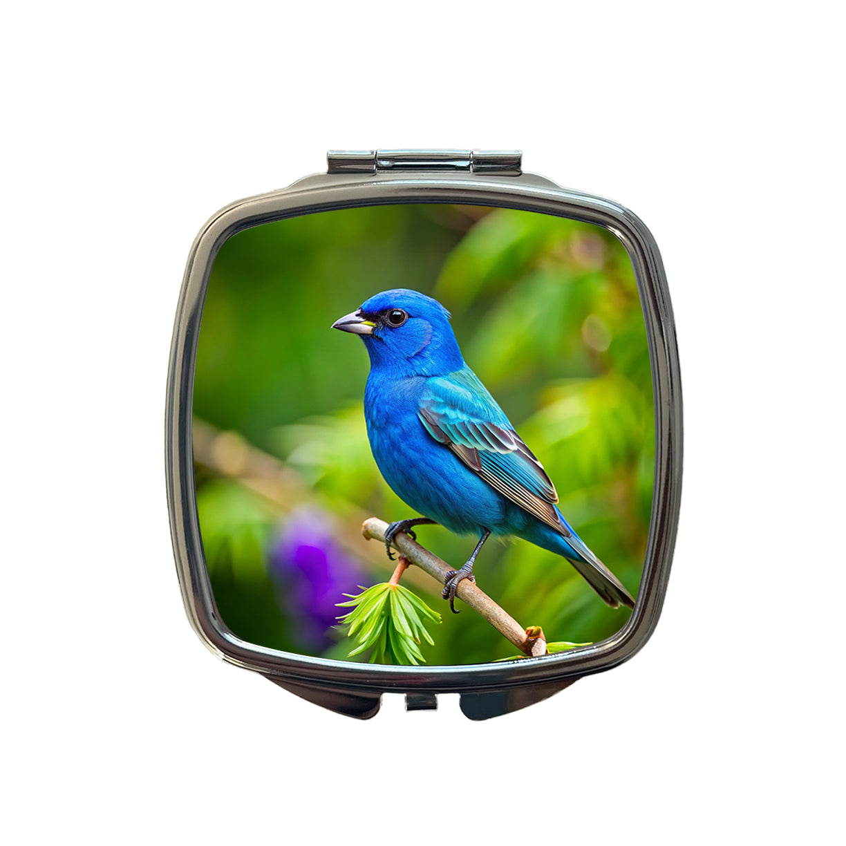 Indigo Bunting Backyard Bird Small Travel Purse Handbag Pocket Makeup Compact Mirror