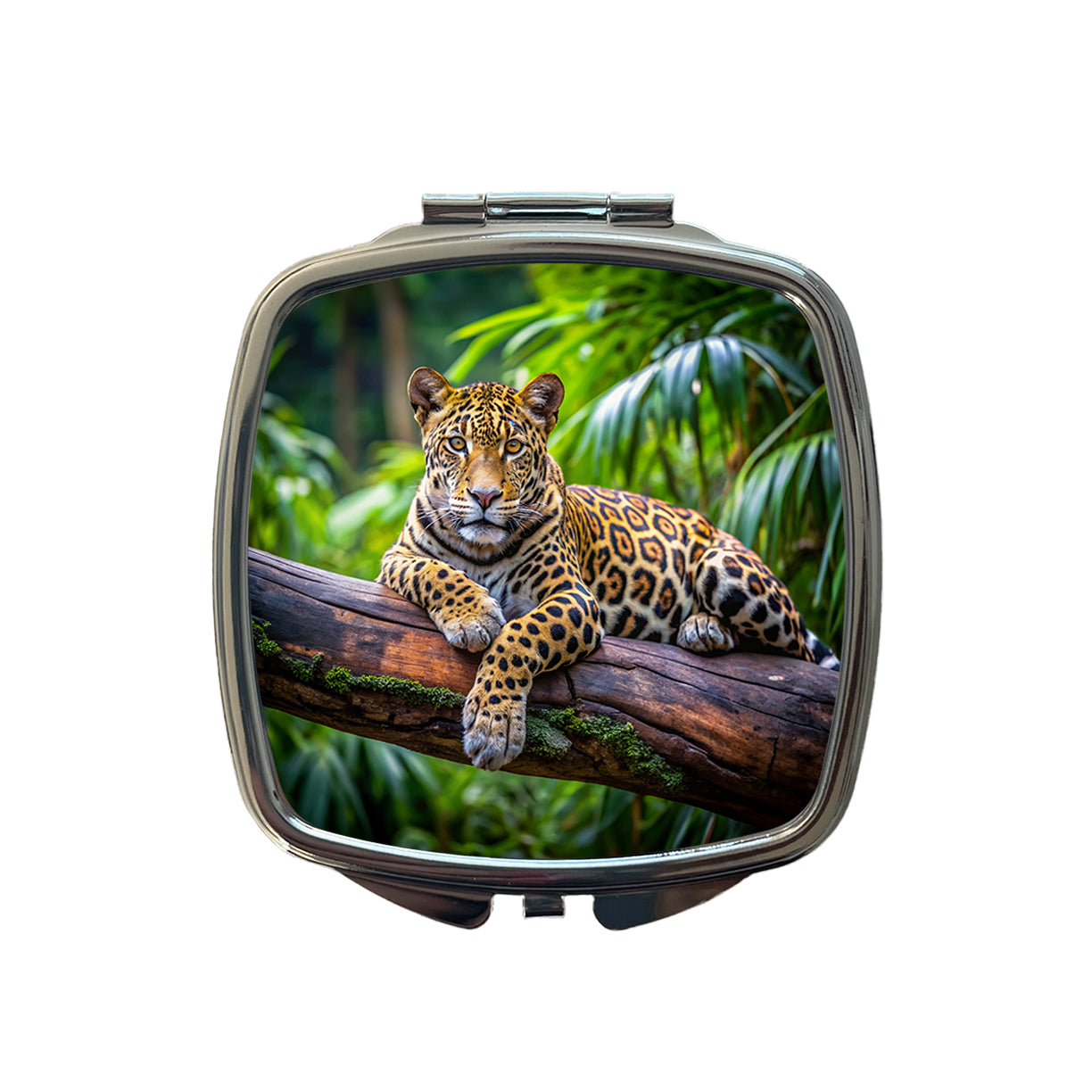 Jaguar Lying On Tree Limb In Jungle Small Travel Purse Handbag Pocket Makeup Compact Mirror