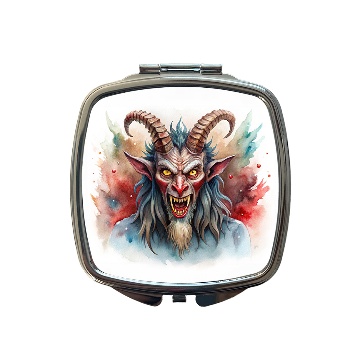 Krampus Watercolor Small Travel Purse Handbag Pocket Makeup Compact Mirror