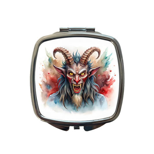 Krampus Watercolor Small Travel Purse Handbag Pocket Makeup Compact Mirror