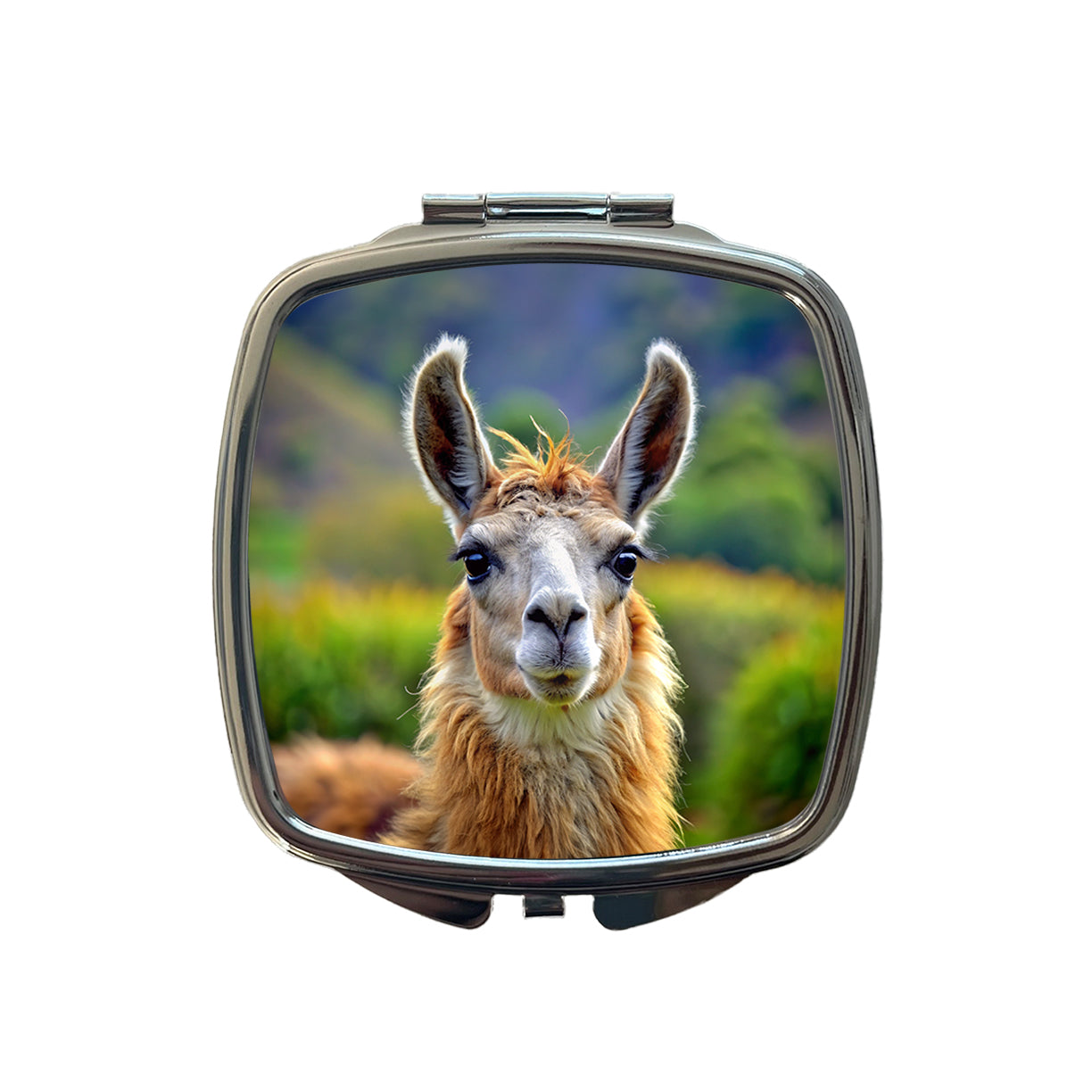 Llama Small Travel Purse Handbag Pocket Makeup Compact Mirror