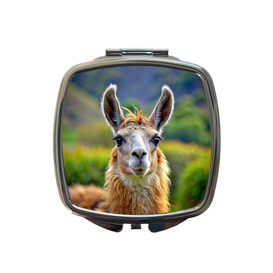 Llama Small Travel Purse Handbag Pocket Makeup Compact Mirror