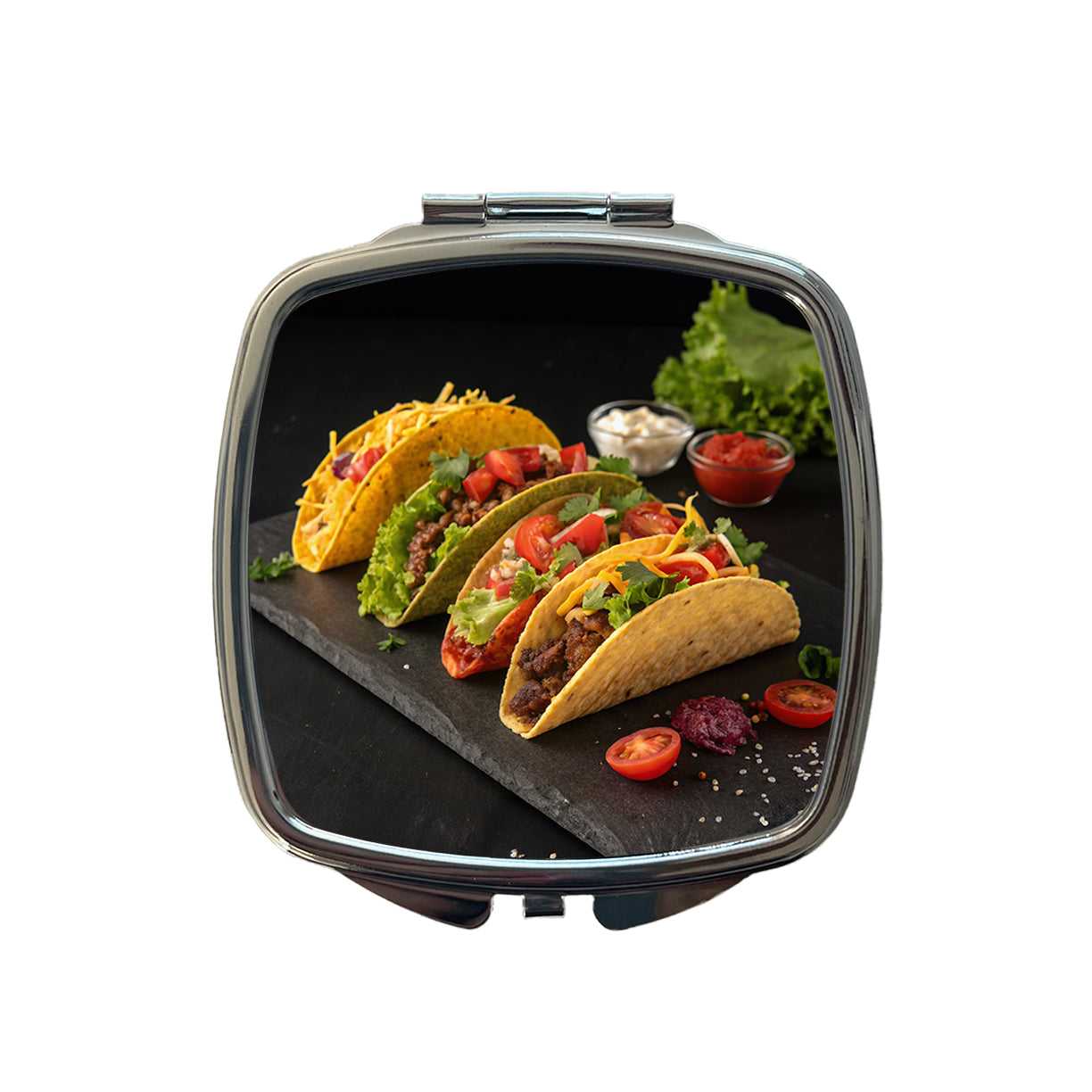 Mexican Tacos Small Travel Purse Handbag Pocket Makeup Compact Mirror