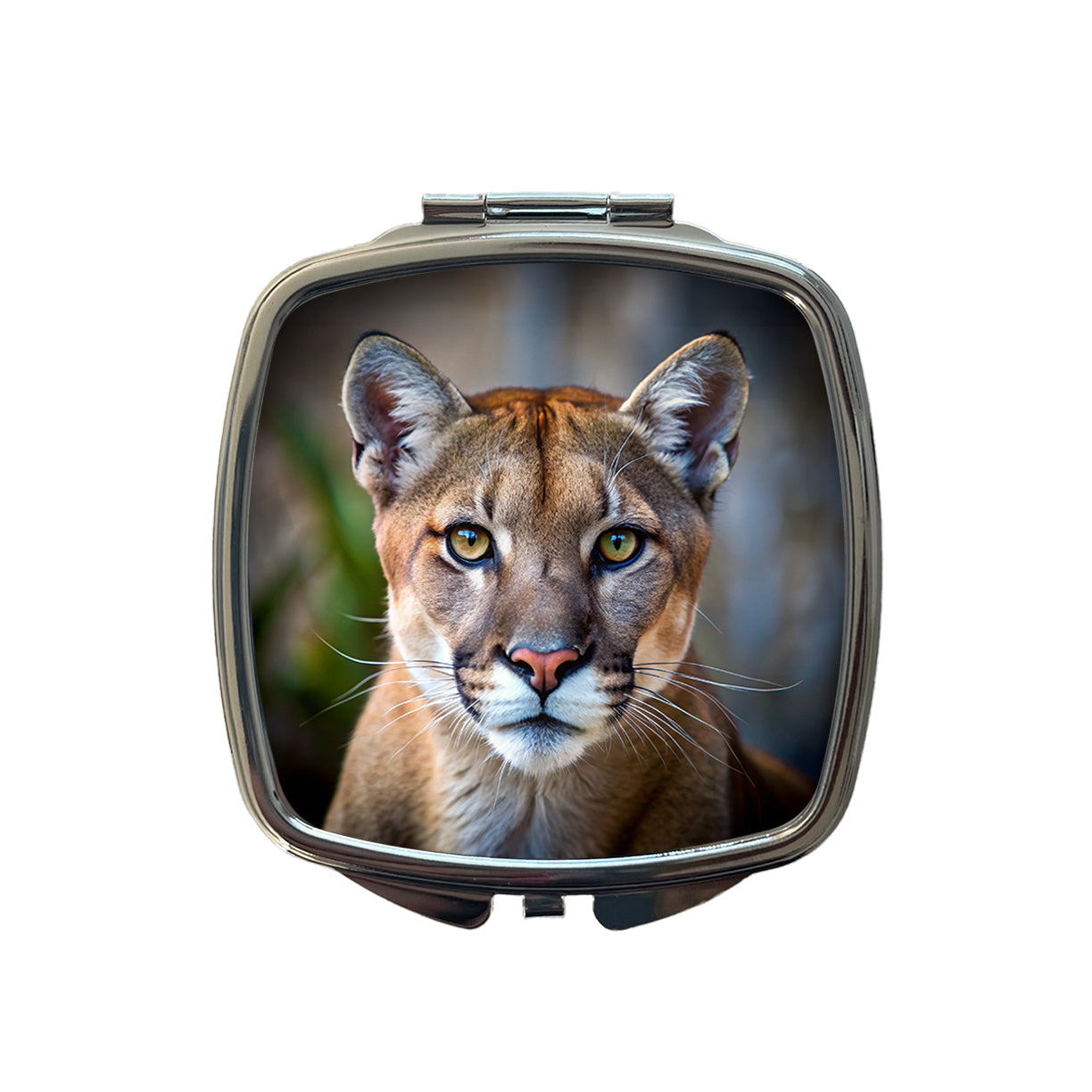 Mountain Lion Cougar Face Small Travel Purse Handbag Pocket Makeup Compact Mirror