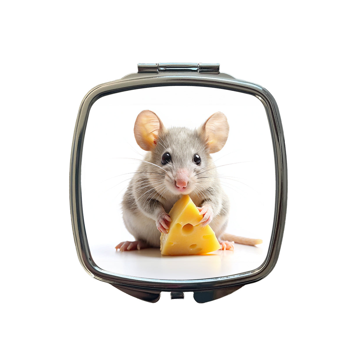 Mouse With A Piece Of Cheese Small Travel Purse Handbag Pocket Makeup Compact Mirror