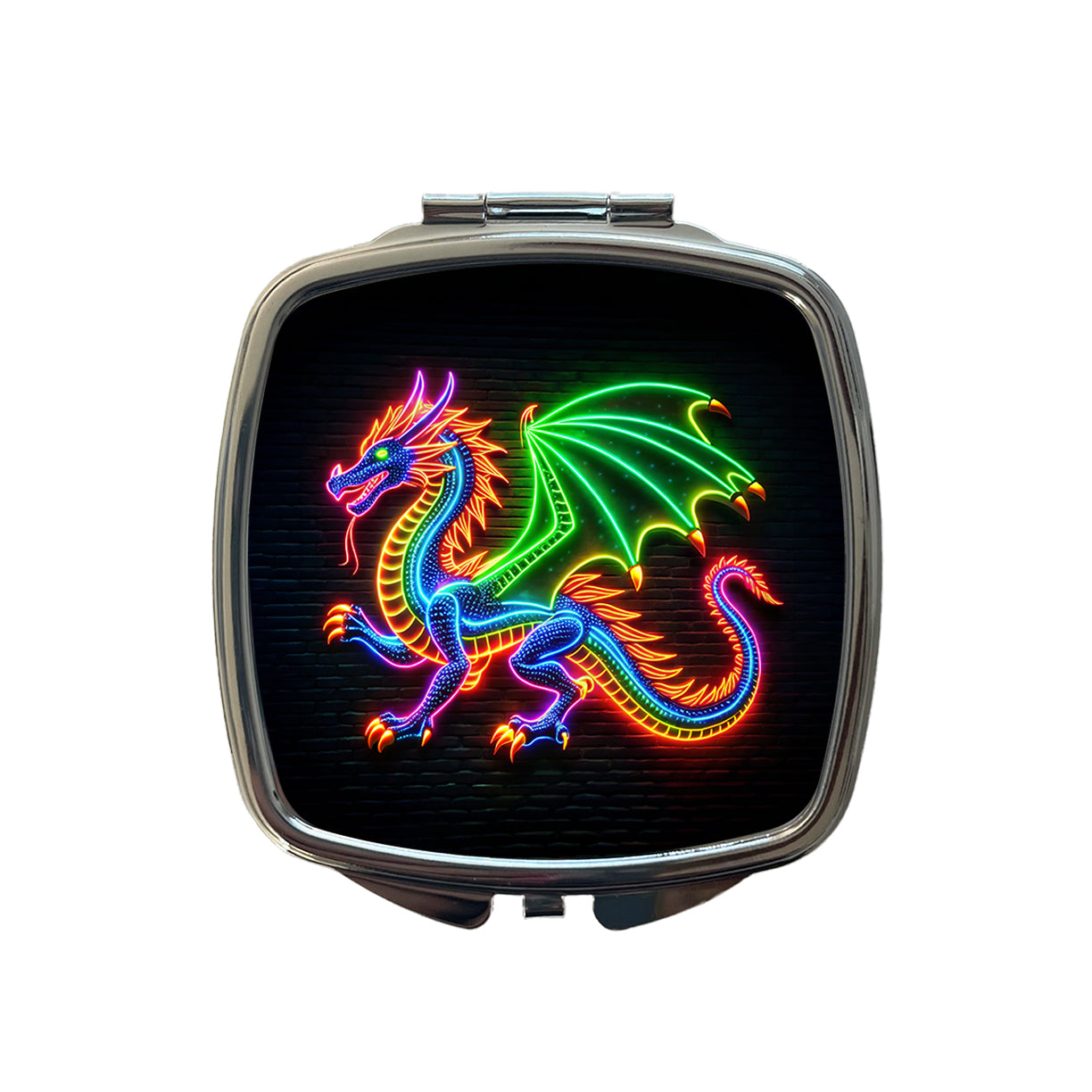 Neon European Dragon Small Travel Purse Handbag Pocket Makeup Compact Mirror