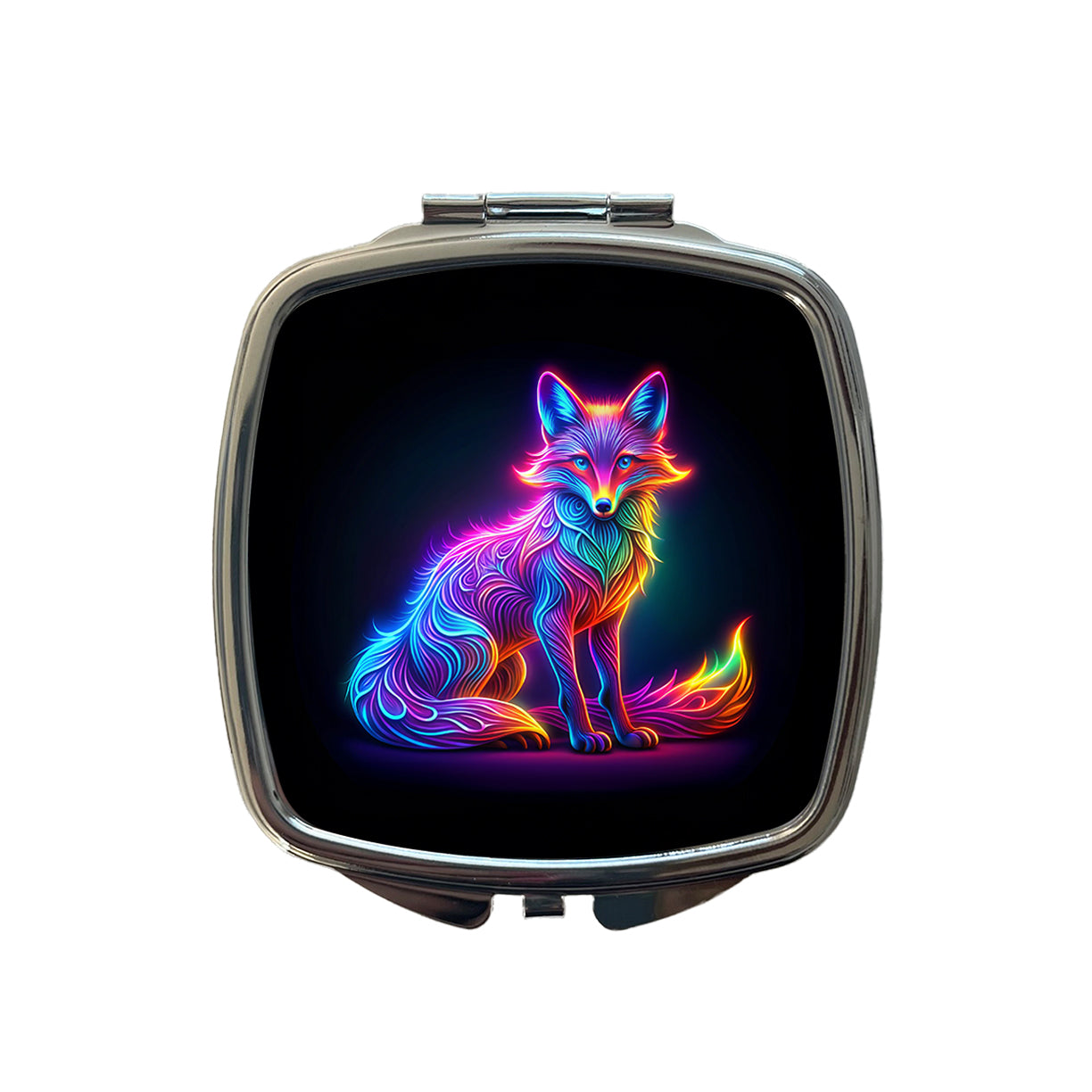 Neon Fox Small Travel Purse Handbag Pocket Makeup Compact Mirror