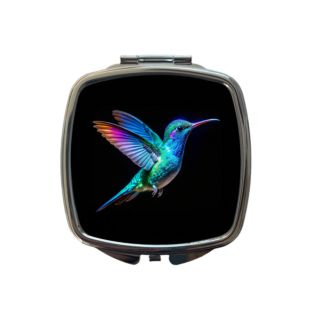 Neon Teal Blue Hummingbird Small Travel Purse Handbag Pocket Makeup Compact Mirror