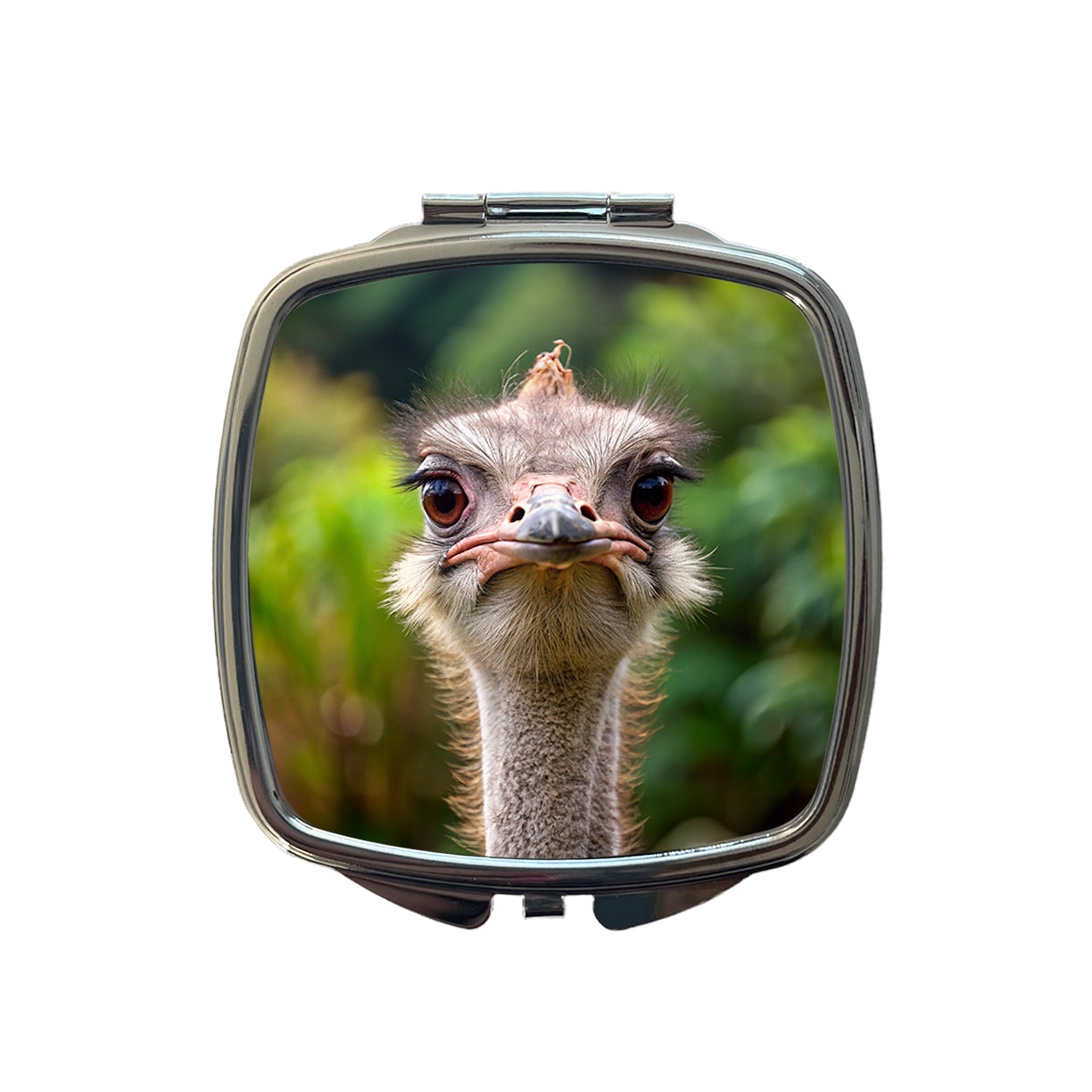 Ostrich Small Travel Purse Handbag Pocket Makeup Compact Mirror