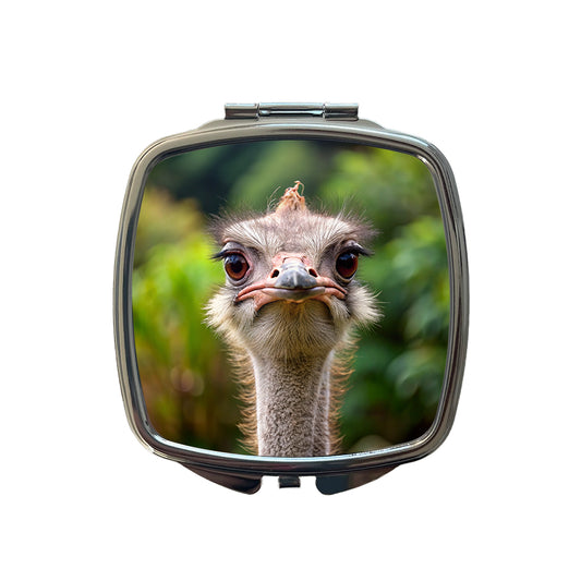 Ostrich Small Travel Purse Handbag Pocket Makeup Compact Mirror