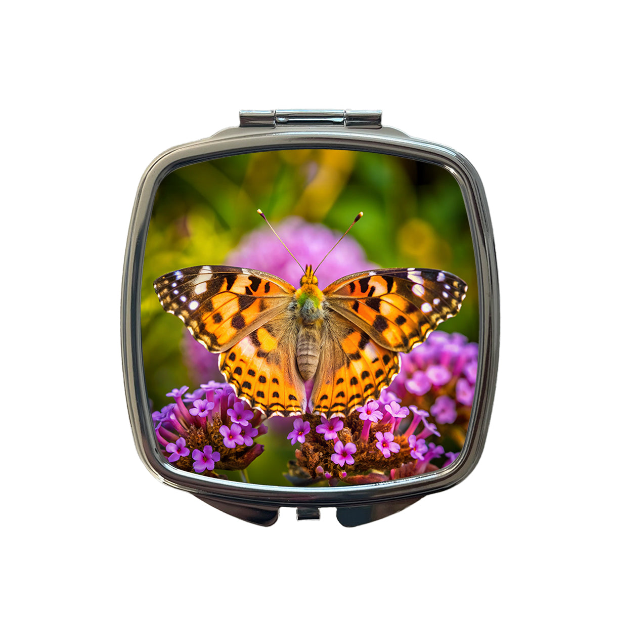 Painted Lady Butterfly Small Travel Purse Handbag Pocket Makeup Compact Mirror