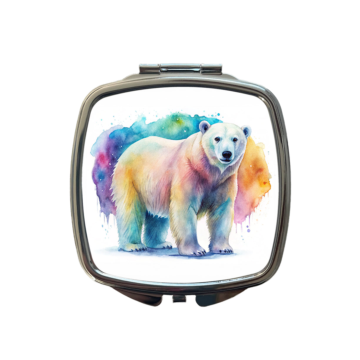Polar Bear Watercolor Small Travel Purse Handbag Pocket Makeup Compact Mirror
