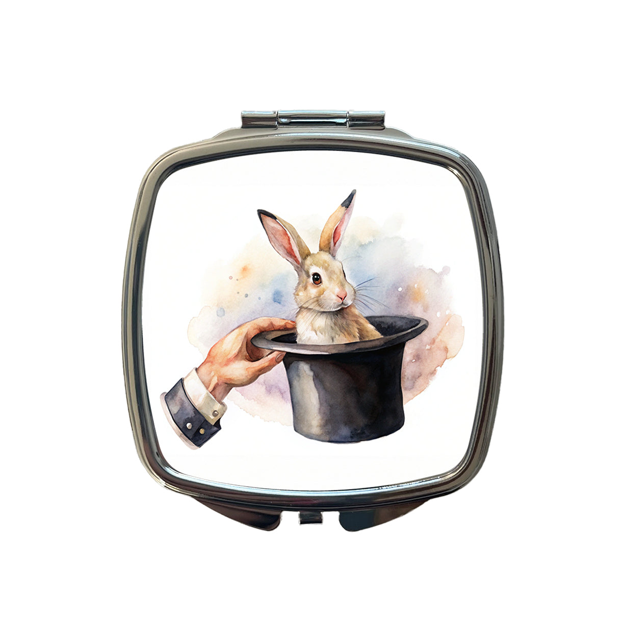Rabbit Being Pulled Out Of A Magician's Hat Small Travel Purse Handbag Pocket Makeup Compact Mirror