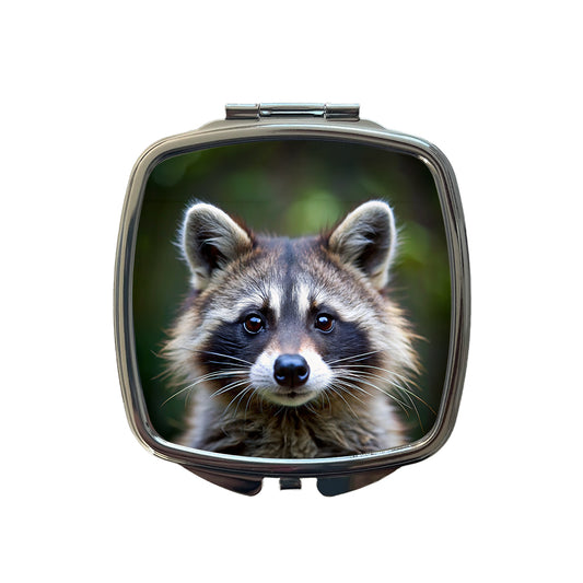 Raccoon Face Small Travel Purse Handbag Pocket Makeup Compact Mirror