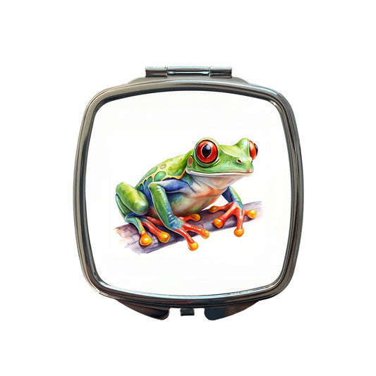 Red Eyed Tree Frog Watercolor Small Travel Purse Handbag Pocket Makeup Compact Mirror