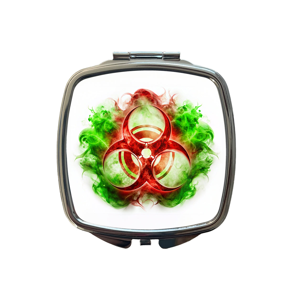 Red Zombie Outbreak Symbol With Green Toxic Gas Small Travel Purse Handbag Pocket Makeup Compact Mirror