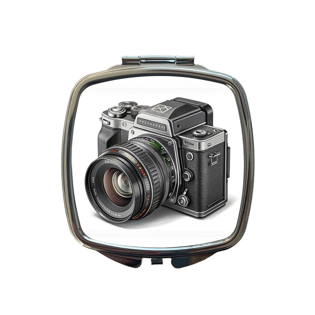 Retro Medium Format Photography Camera Small Travel Purse Handbag Pocket Makeup Compact Mirror