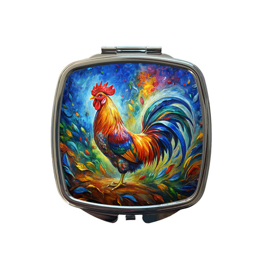 Rooster Abstract Art Small Travel Purse Handbag Pocket Makeup Compact Mirror